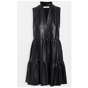 Amanda Uprichard Sleeveless Saffron Dress Black Faux Leather